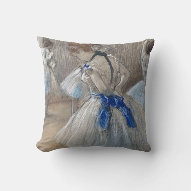 Blue Ribbon Dancer  Edgar Degas Throw Pillow (Front)