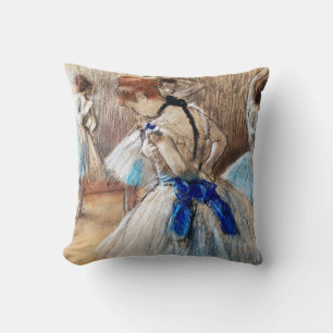 Blue Ribbon Dancer, Edgar Degas Throw Pillow
