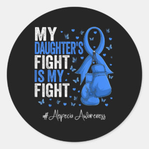 Blue Ribbon Daughter Alopecia Awareness Classic Round Sticker