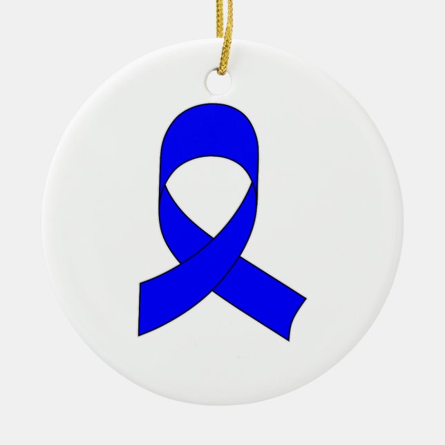 Blue Ribbon Drawing Ceramic Ornament (Front)