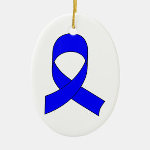Blue Ribbon Drawing Ceramic Ornament