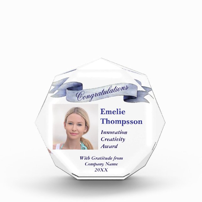 Blue Ribbon Elegant Universal Creativity Award Photo Block (Front)