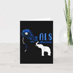Blue Ribbon Elephant Als Warrior Support Als Aware Card