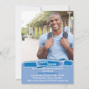 Blue Ribbon Graduate Photo Invitation