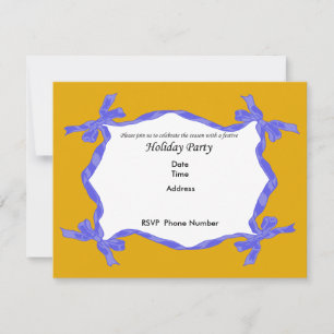Blue Ribbon Holiday Party Invitation Card