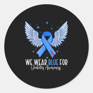 Blue Ribbon In November We Wear Blue For Diabetes Classic Round Sticker
