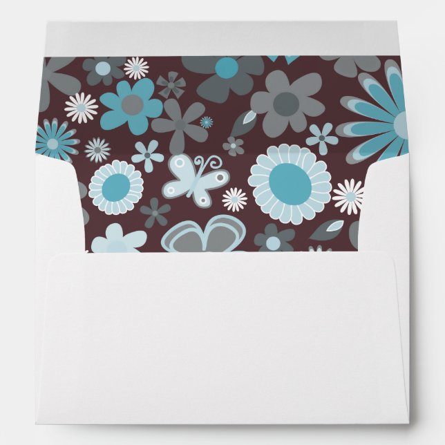 Blue Ribbon Monogram with Pattern Envelopes (Back (Bottom))