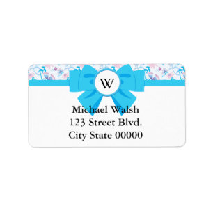 Blue Ribbon Monogram with Pattern Label