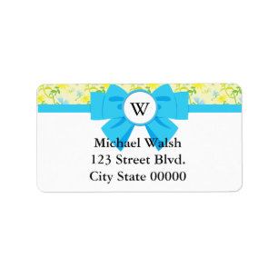 Blue Ribbon Monogram with Pattern Label
