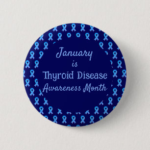Blue Ribbon Paisley Thyroid Disease Button