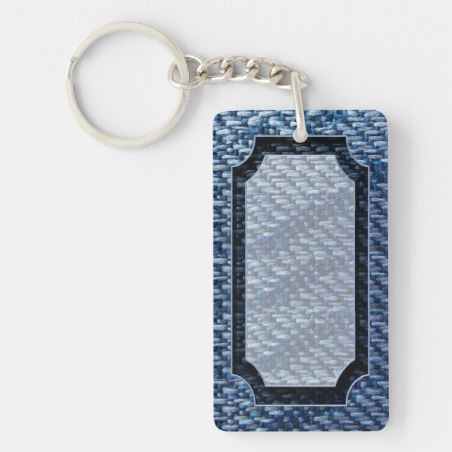 Blue Ribbon Pattern Keychain (Front)