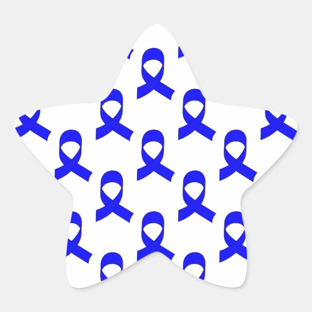 Blue Ribbon Pattern Star Sticker (Front)