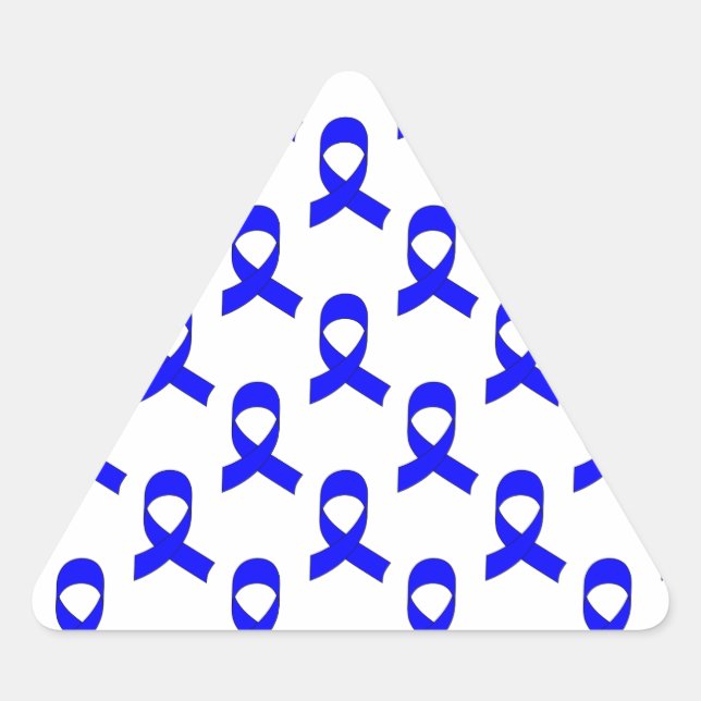 Blue Ribbon Pattern Triangle Sticker (Front)