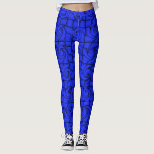 Blue Ribbon Pattern Yoga Gym Exercise Leggings