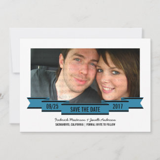 Blue Ribbon Photo Save the Date Invite