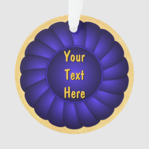 Blue Ribbon Rosette to Personalize Ornament