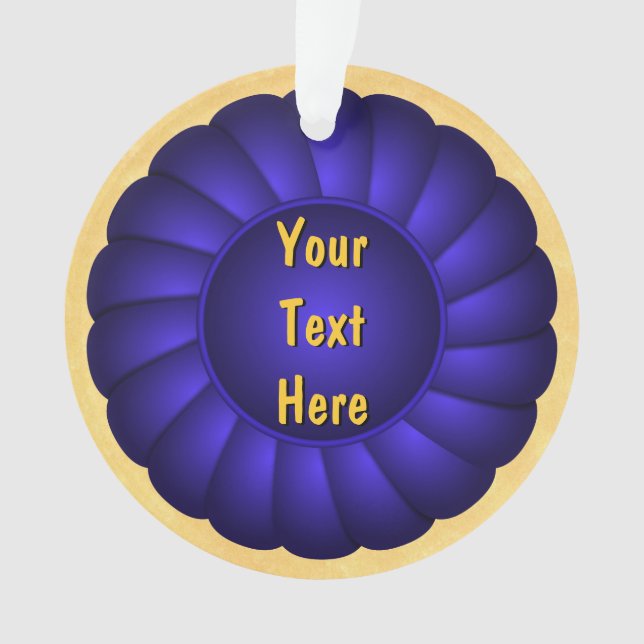 Blue Ribbon Rosette to Personalize Ornament (Front)