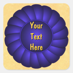 Blue Ribbon Rosette to Personalize Square Sticker