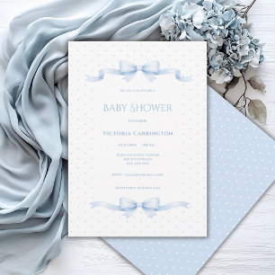 Blue Ribbon Shabby Chic Vintage Baby Shower Invitation