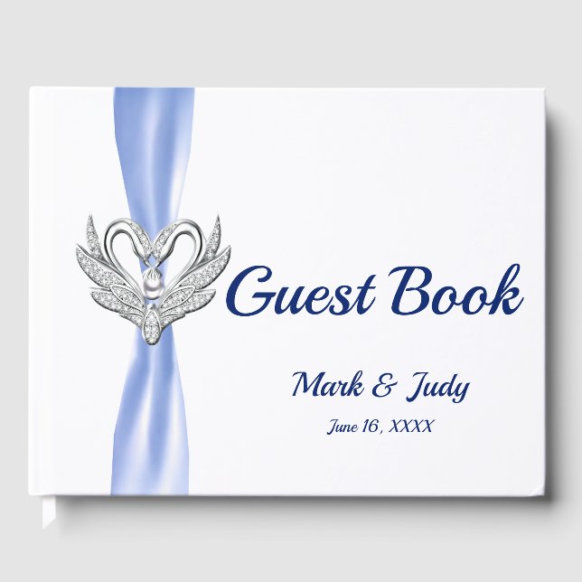 Blue Ribbon Silver Swans Mariage Livre d'or (Recto)