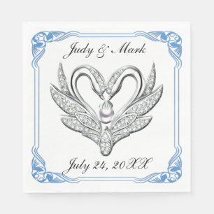 Blue Ribbon Silver Swans Paper Napkins