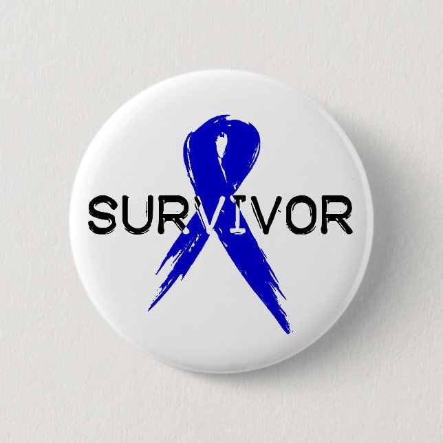 Blue Ribbon -Survivor 2 Inch Round Button (Front)