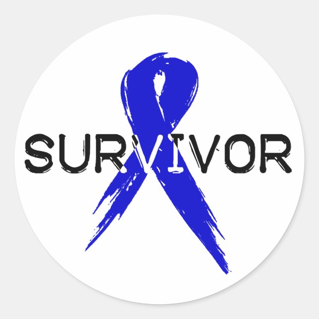 Blue Ribbon -Survivor Classic Round Sticker (Front)
