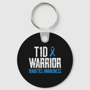 Blue Ribbon T1d Warrior Diabetes Awareness Keychain