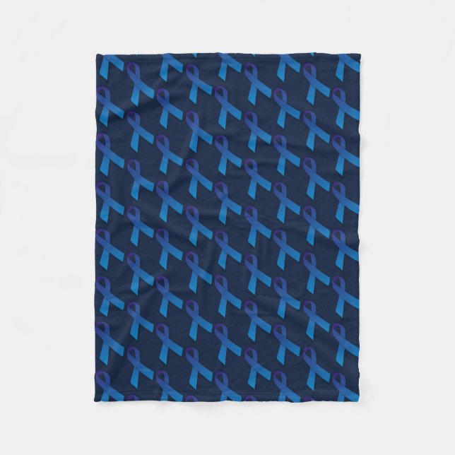Blue Ribbon Tiled Pattern  Crohn's disease awarene Fleece Blanket (Front)