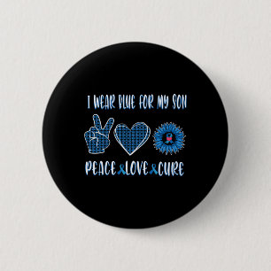 Blue Ribbon To My Son November Diabetes Awareness  2 Inch Round Button