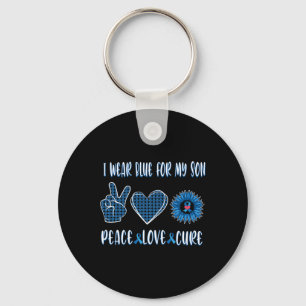 Blue Ribbon To My Son November Diabetes Awareness  Keychain