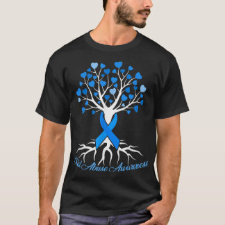 Blue Ribbon Tree Heart Child Abuse Prevention Mont T-Shirt