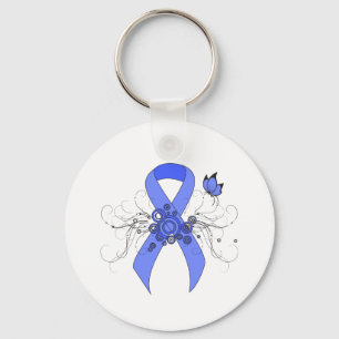 Blue Ribbon with Butterfly Keychain