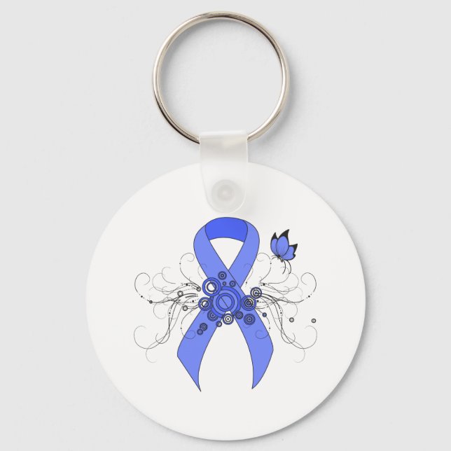 Blue Ribbon with Butterfly Keychain (Front)