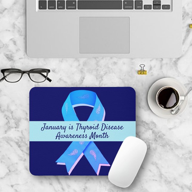 Blue Ribbon with Paisley Thyroid Disease Mouse Pad (Creator Uploaded)