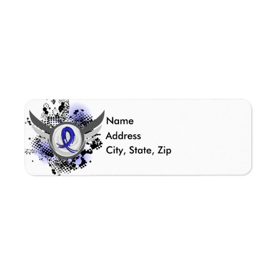 Blue Ribbon With Wings Ankylosing Spondylitis Return Address Label