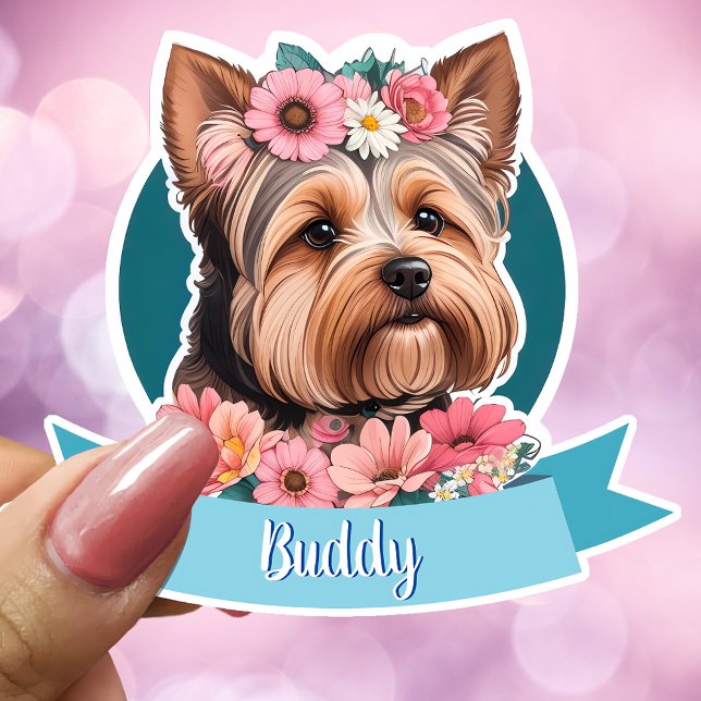 Blue Ribbon, Yorkshire & pink flowers custom (Creator Uploaded)