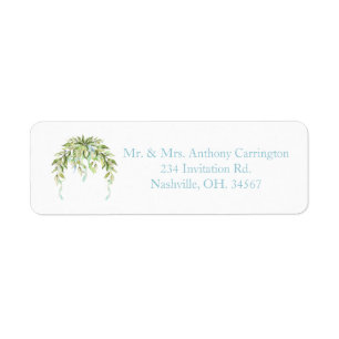 Blue Ribbons Floral Elegant Return Address Label
