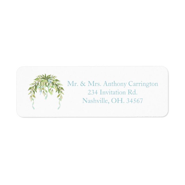 Blue Ribbons Floral Elegant Return Address Label (Front)
