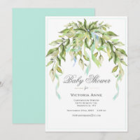 Blue Ribbons Greenery Elegant Baby Shower