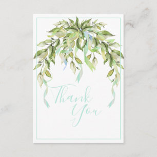 Blue Ribbons Greenery Elegant Thank You Card
