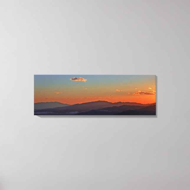 Blue Ridge Mountain Sunset Panorama Canvas Print (Front)