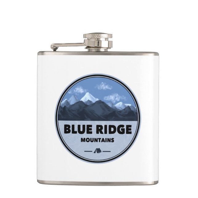 Blue Ridge Mountains Camping Hip Flask (Front)