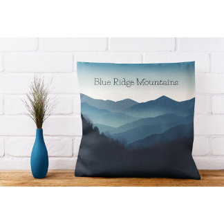Blue Ridge Mountains, customizable Throw Pillow