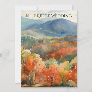 Blue Ridge Mountains Fall Watercolor Wedding  Invitation