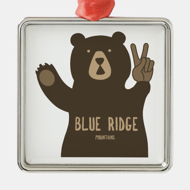 Blue Ridge Mountains Peace Bear Metal Ornament (Front)
