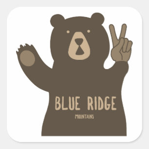 Blue Ridge Mountains Peace Bear Square Sticker