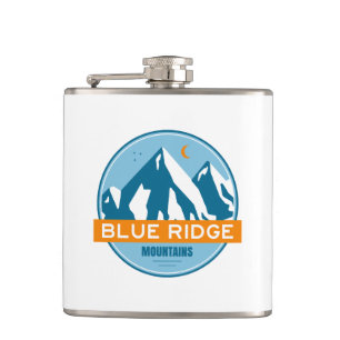 Blue Ridge Mountains Stars Moon Hip Flask