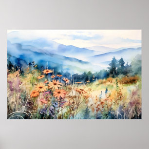 Blue Ridge Mountains Watercolor Print
