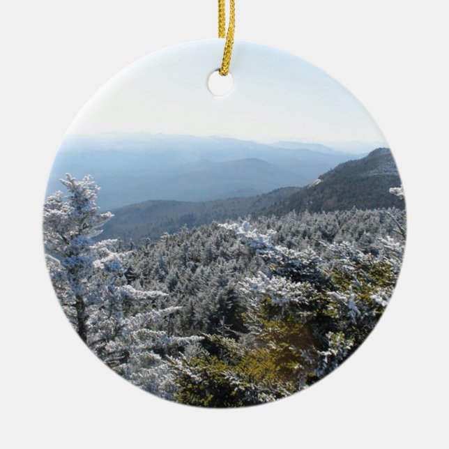 Blue Ridge Mountains Winter Ceramic Ornament (Front)